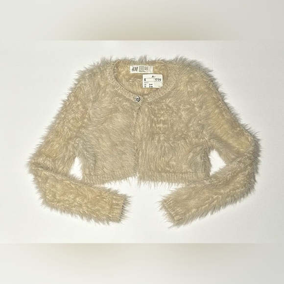 H&M Cream Fuzzy Cardigan - Picture 1 of 2